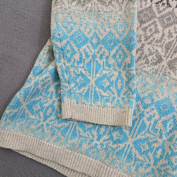 Talbots Women Petite 2XP Blue Gray Fair Isle Pullover Knit Sweater - Picture 4 of 9